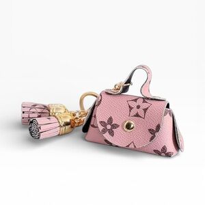 DESIGNER Pink and Gold Monogram Bag Charm